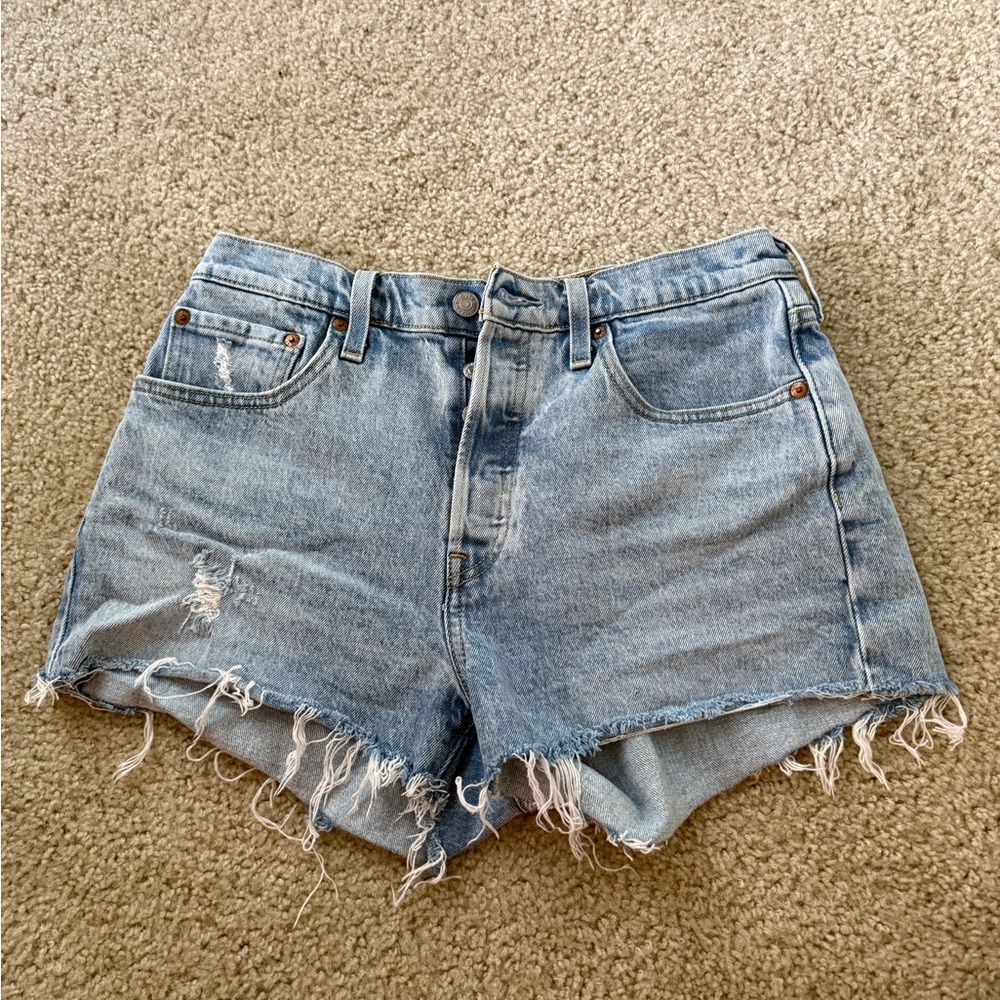 Levi's Light Blue Distressed Jean Shorts